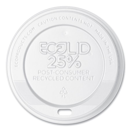 Eco-Products EcoLid 25% Recy Content Hot Cup Lid, White, F/10-20oz, PK1000 PK EP-HL16-WR